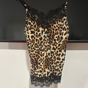 Leopard Print Lace Trim Cami